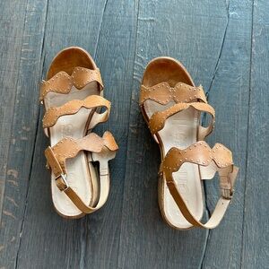 Tan sandals by Wonders with gold embellishments size 38